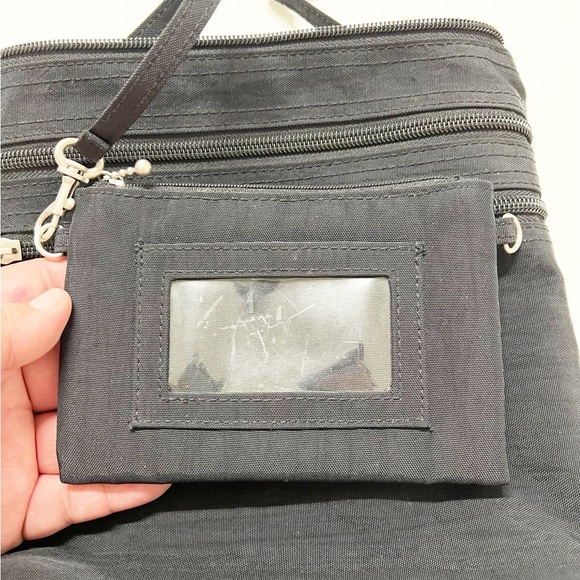 Baggallini Womens Black Silvertone 3 Zippered Essential Crossbody Modern Purse - Picture 8 of 11